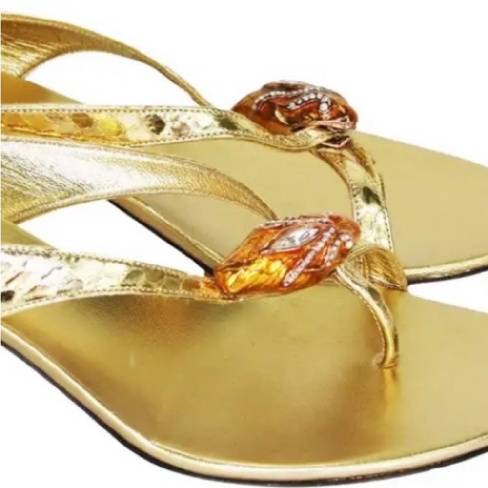 SAND PELLE S. CUOIO WHIPS LAME GOLD 04 ICON TOM FORD GUCCI FAREWELL RUNWAY HEEL - Picture 4 of 16